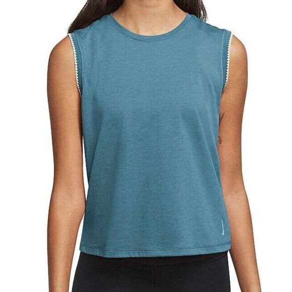 Nike Yoga DA1046 424 Women's Sz Large Blue Dri-FIT Crochet-Trimmed Tank Top - Picture 5 of 5